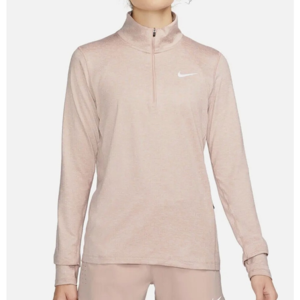 Nike 1/2 Zip Womens Dri Fit Element Running Active Top - pink